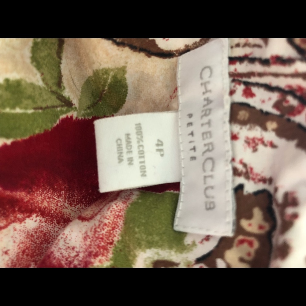 SOLD🟣 Charter Club 100% Cotton Blouse Button Down Floral - Picture 8 of 9